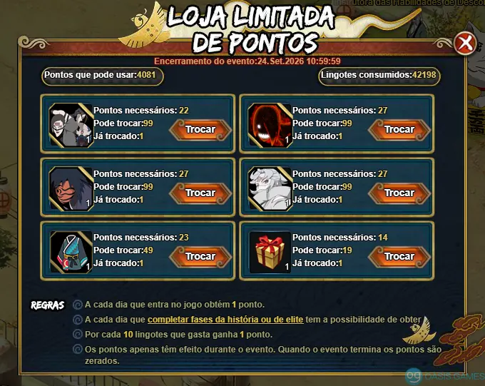Imagem ilustrativa do evento Loja Limitada de Pontos