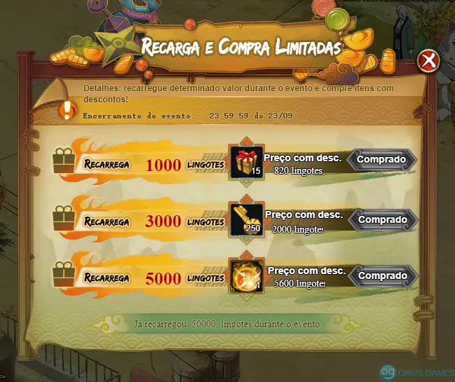 Imagem ilustrativa do evento Recarga e Compra Limitadas