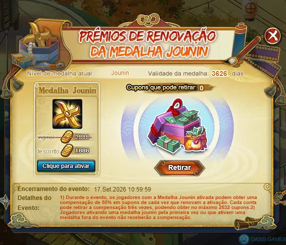 Imagem ilustrativa do evento Renovação da Medalha Jounin