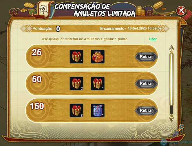Imagem ilustrativa do evento Compensação de Amuletos Limitada